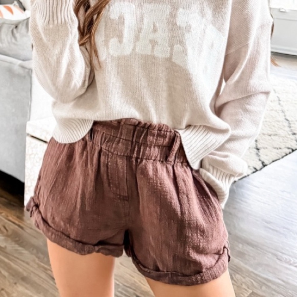 Free People smock waist, cuffed shorts
